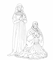A coloring page of middle ages clothing